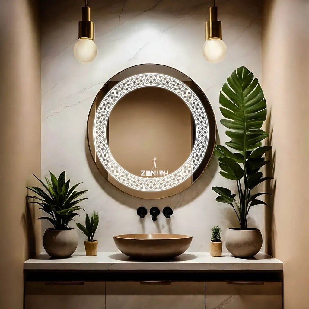 Sigillum-Etched Icon Mirror | Precision Badge-Detail LED | Smart Multi-Spectrum Backlit Vanity