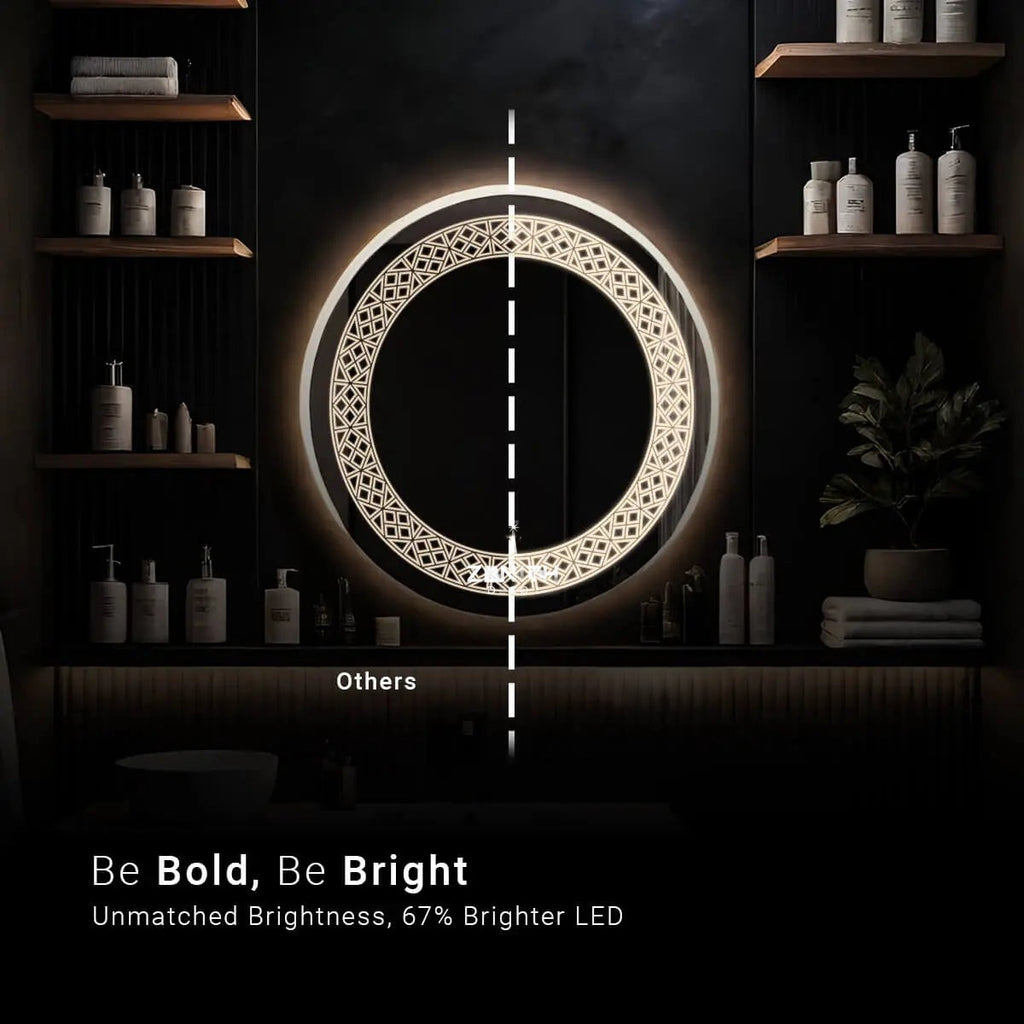 Sigillum-Etched Icon Mirror | Precision Badge-Detail LED | Smart Multi-Spectrum Backlit Vanity
