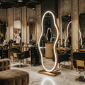 Stage-Wavy Floor Mirror | SS304 Marine-Grade Stainless Steel | Freestanding Sculptural LED Vanity