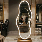 Stage-Wavy Floor Mirror | SS304 Marine-Grade Stainless Steel | Freestanding Sculptural LED Vanity