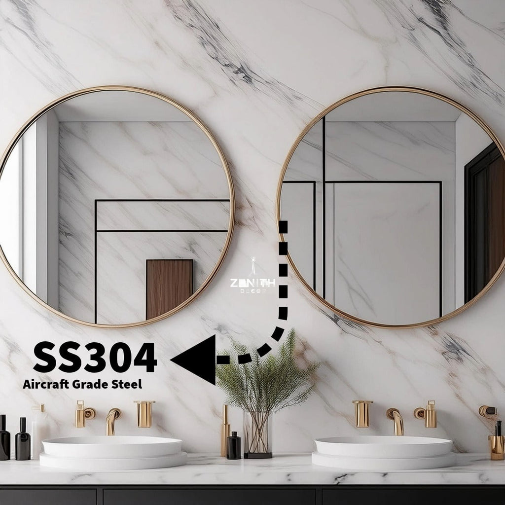 Telescope-Extend Orbital Mirror | PVD-Treated Stainless Steel | Waterproof Industrial-Grade Round Vanity