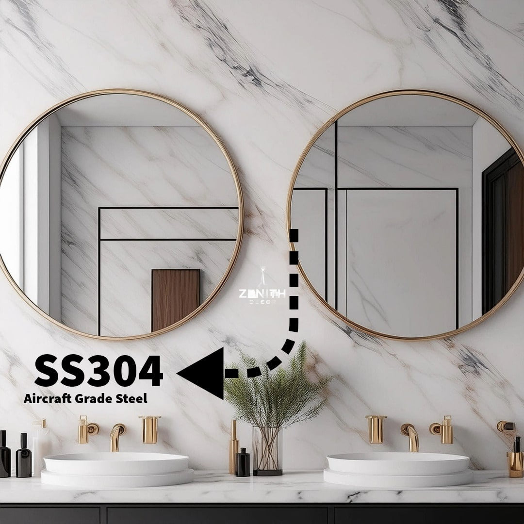 Telescope-Extend Orbital Mirror | PVD-Treated Stainless Steel | Waterproof Industrial-Grade Round Vanity