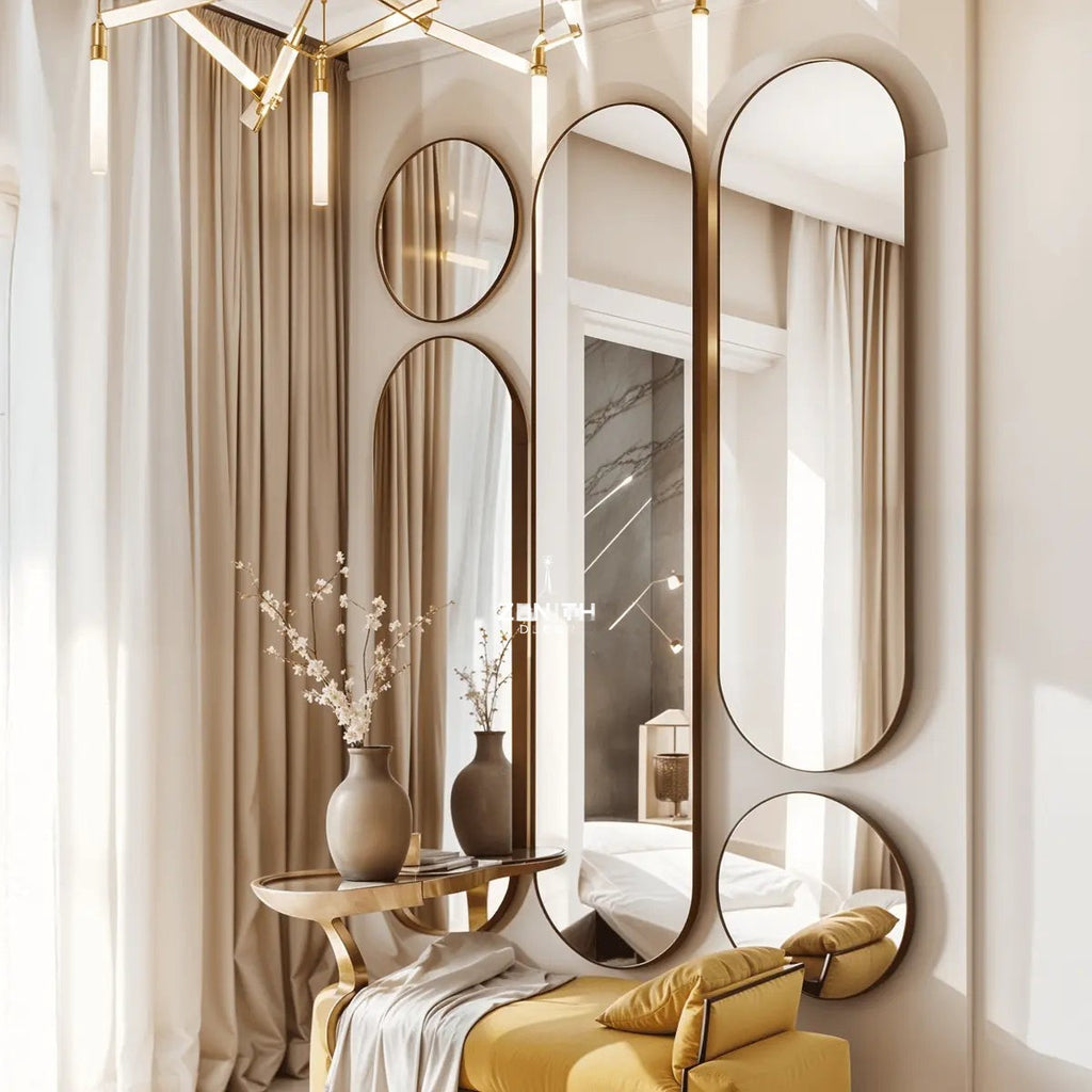 Unity-Modular Geometric Ensemble | SS304 Stainless Steel | Multi-Form Oval & Circular Mirror Set