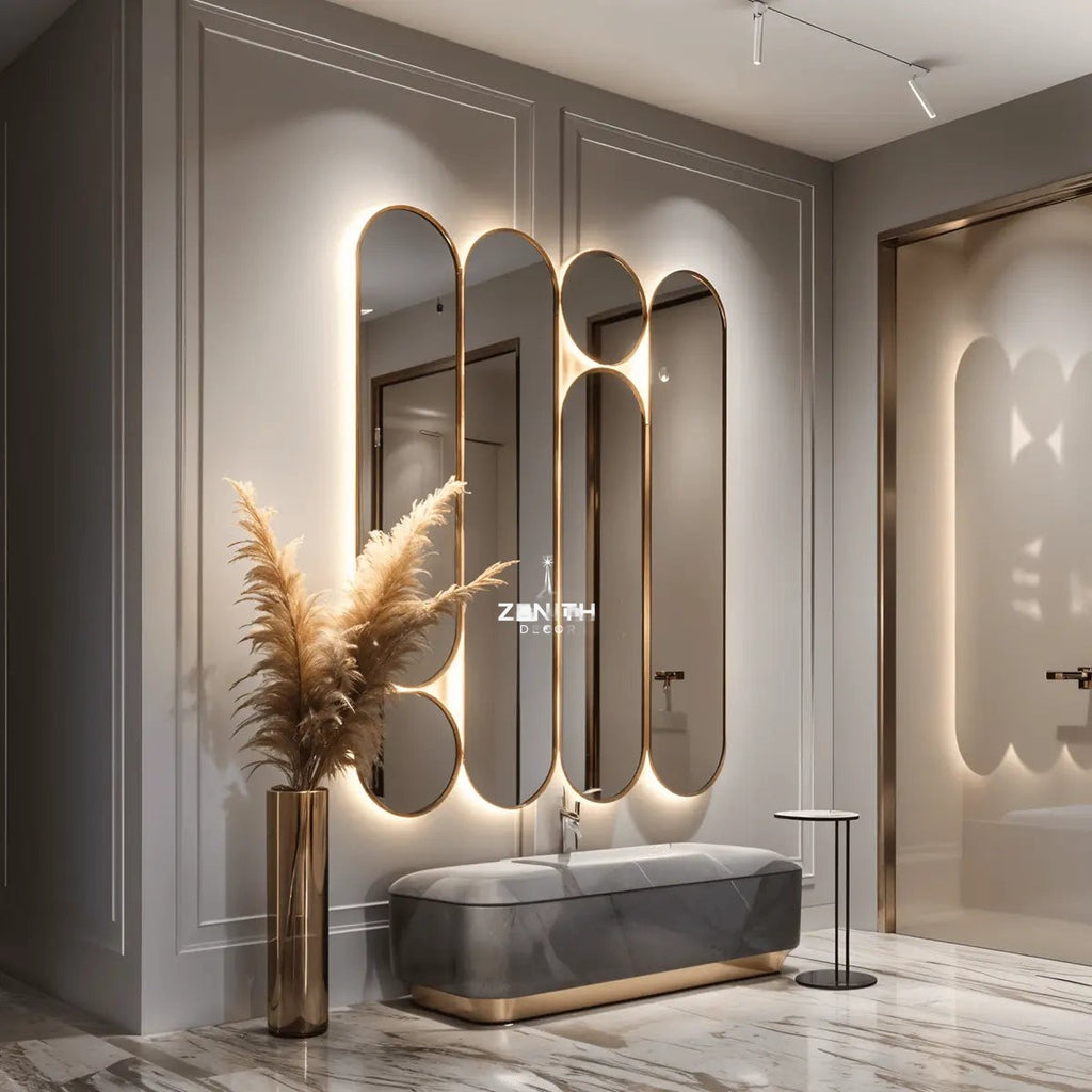 Unity-Modular Geometric Ensemble | SS304 Stainless Steel | Multi-Form Oval & Circular Mirror Set