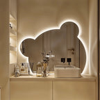 Zenith-Ursa Interactive Mirror | Bear-Shaped Safety Glass | Smart Multi-Tone Backlit Nursery Vanity