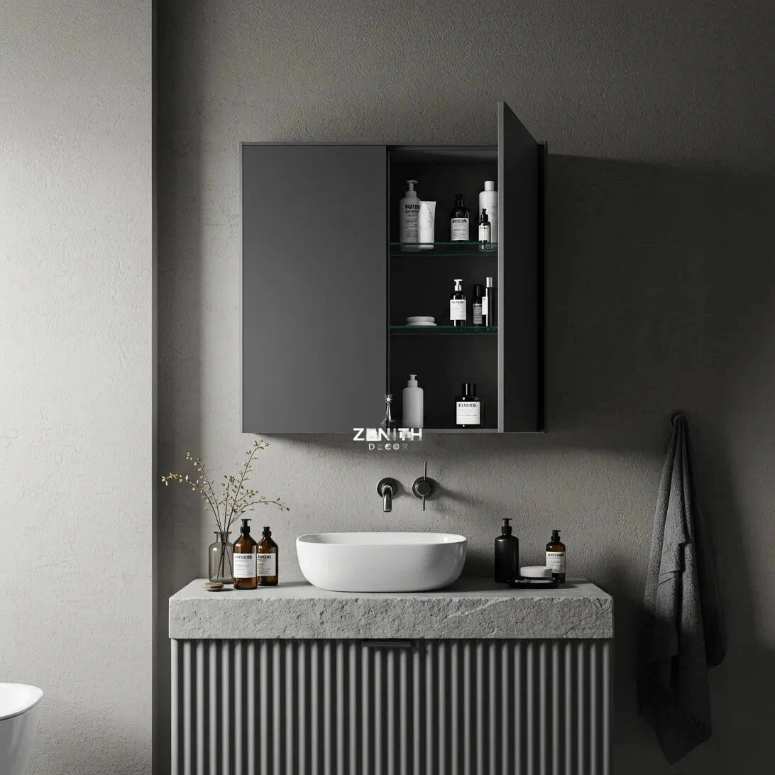 Vault-Double Smart Cabinet | Matt Black SS304 Finish | Bluetooth Audio & Multi-Spectrum LED Storage Unit