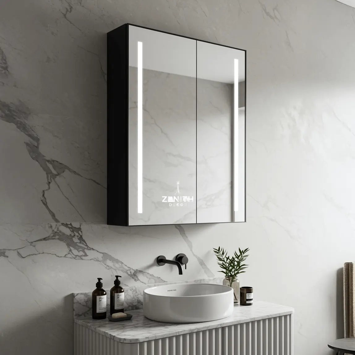 Vault-Double Smart Cabinet | Matt Black SS304 Finish | Bluetooth Audio & Multi-Spectrum LED Storage Unit