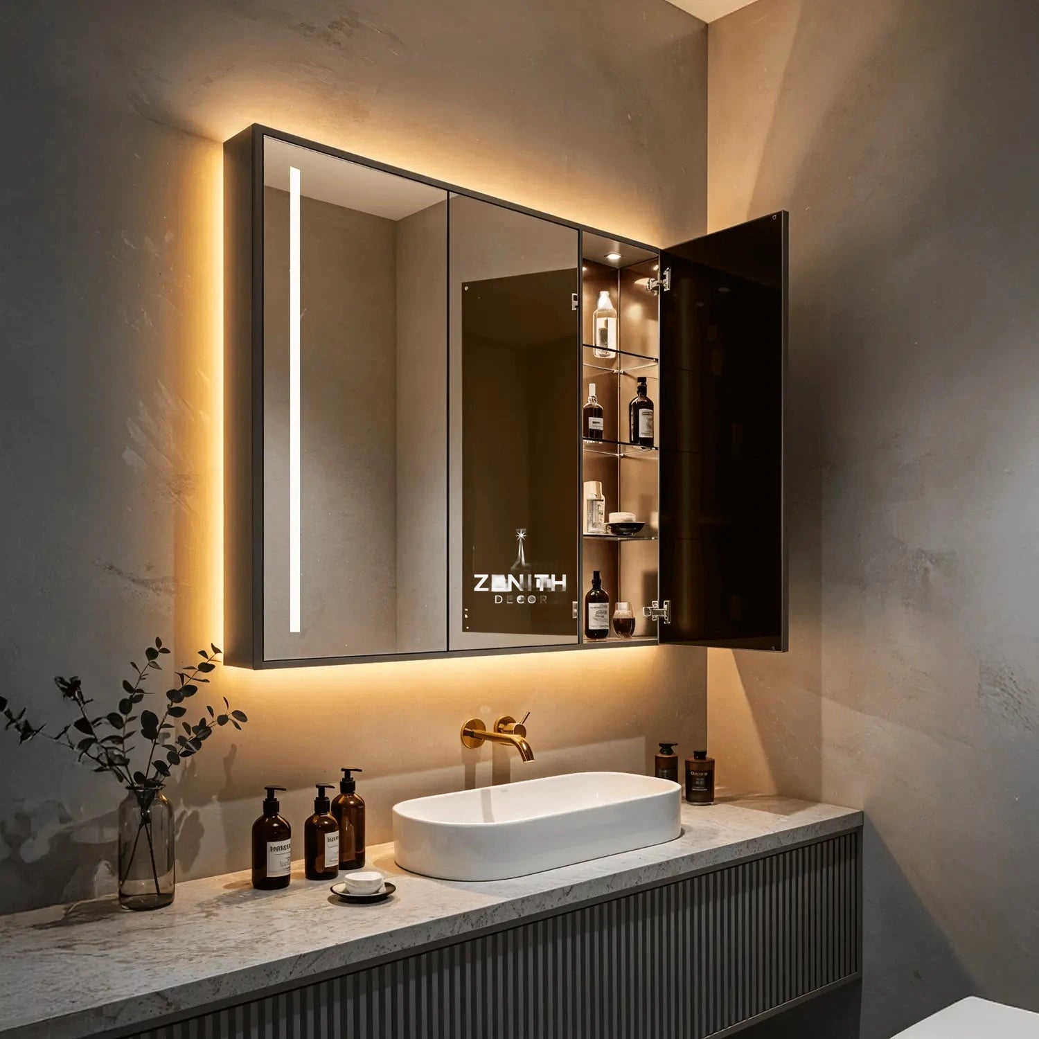 Vault-Tri Sterilizer Pro Cabinet | UV-C Disinfection Technology | Triple-Door Matt Black Smart Storage