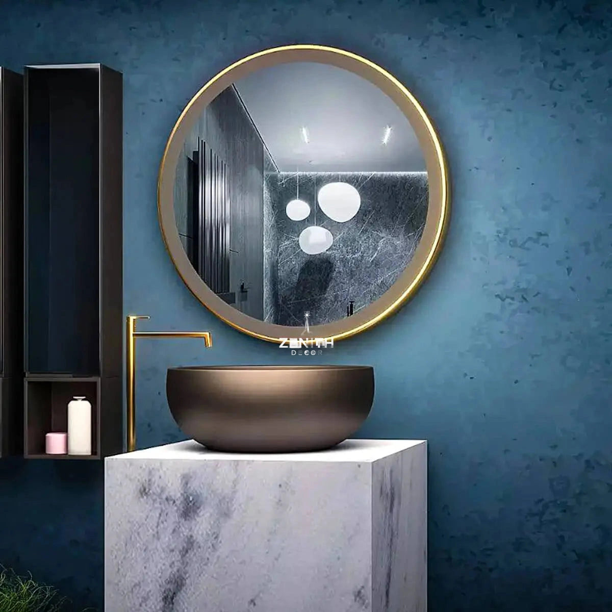 Vibrant-Motion Orbital Mirror | SS304 Marine-Grade Stainless Steel | Smart Motion-Sensing Round LED Vanity