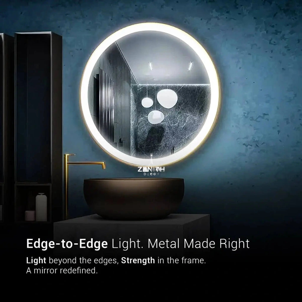 Vibrant-Motion Orbital Mirror | SS304 Marine-Grade Stainless Steel | Smart Motion-Sensing Round LED Vanity